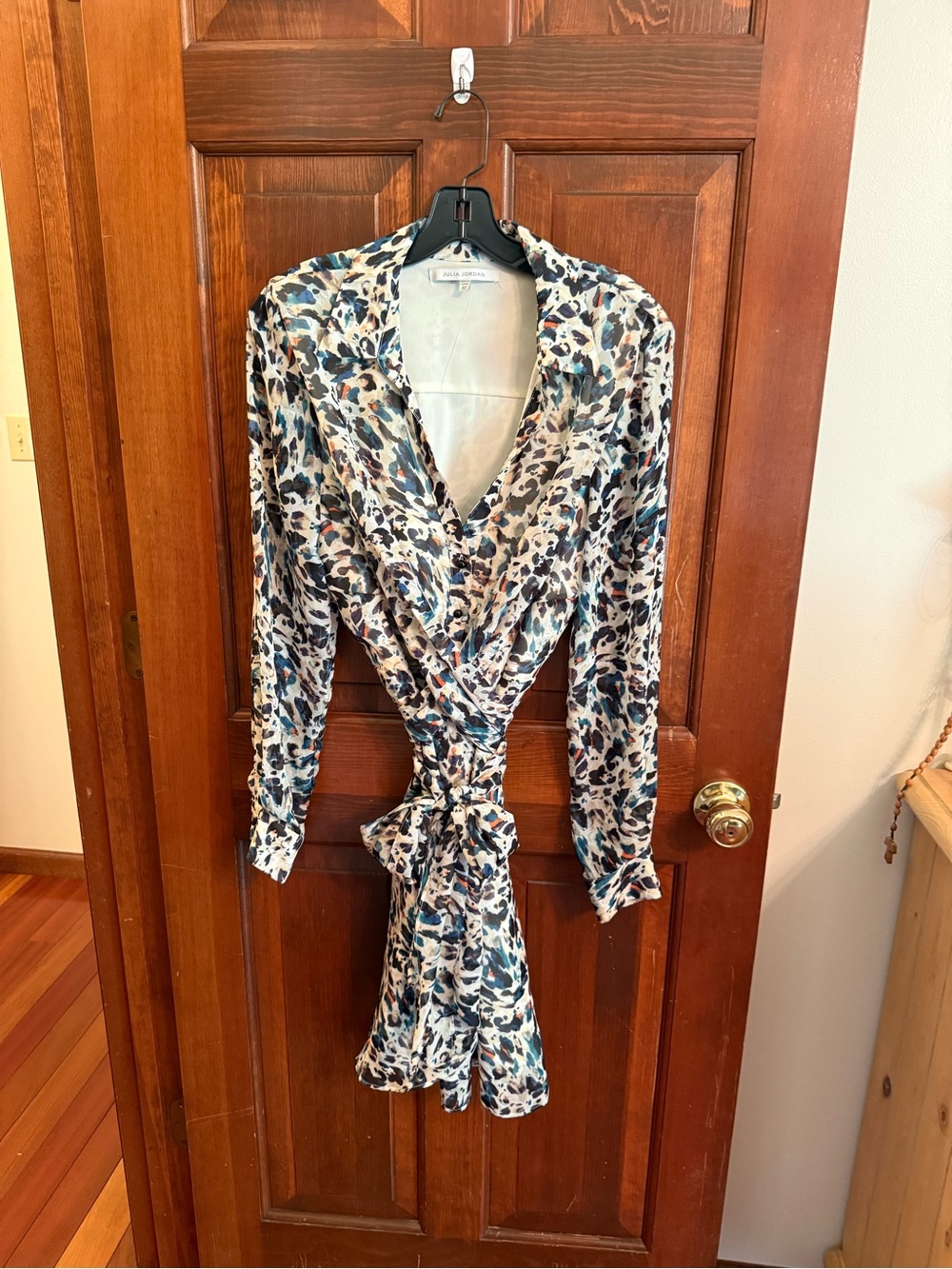 Julia Jordan Abstract Print Tie-Waist Dress — Size 12